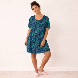 Soma Short Sleeve Scoop Neck Sleep Shirt (L)Tropical Floral Soft Comfy Nightgown